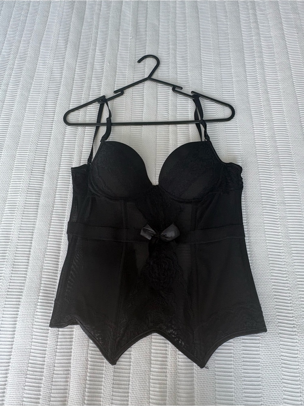 Source Unknown Black Lace Bustier Camisole with Bow Accent